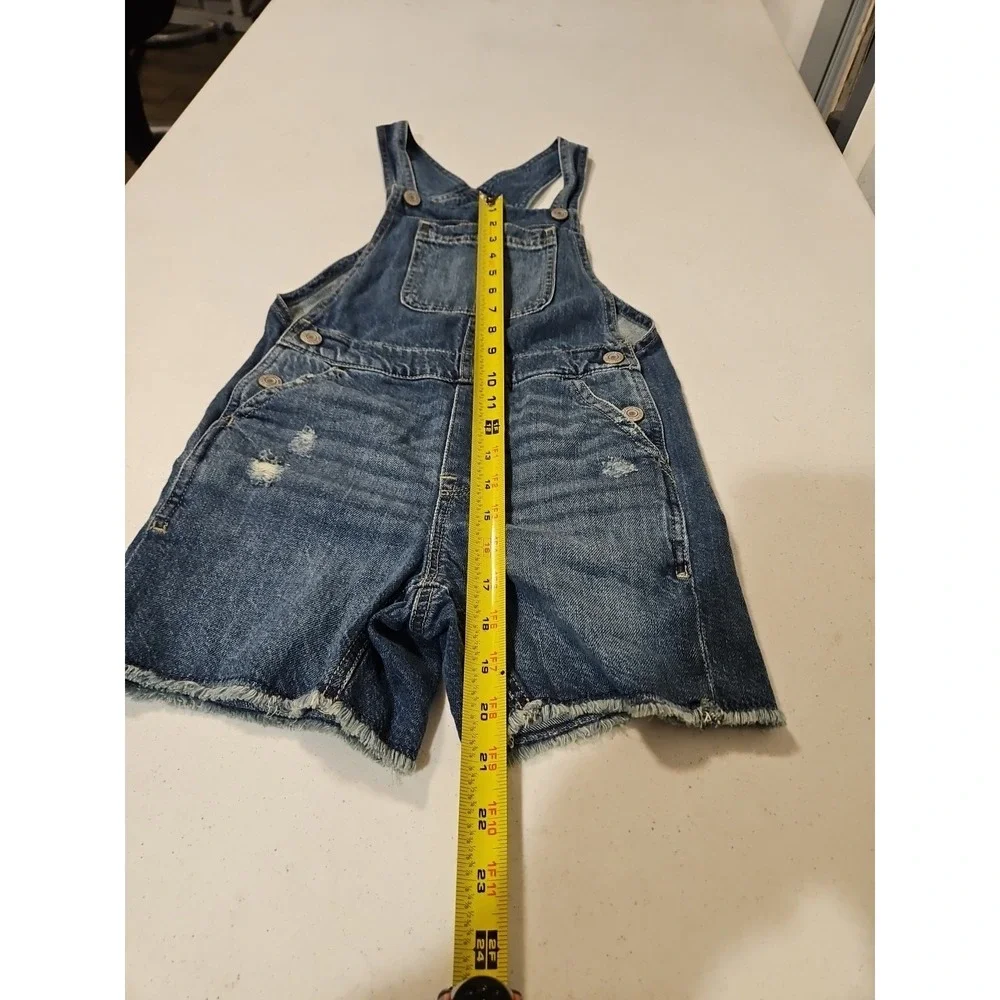 Gap Overall Shorts Girls Medium‎ 6-8Distressed Denim Jeans Shorts (A1290